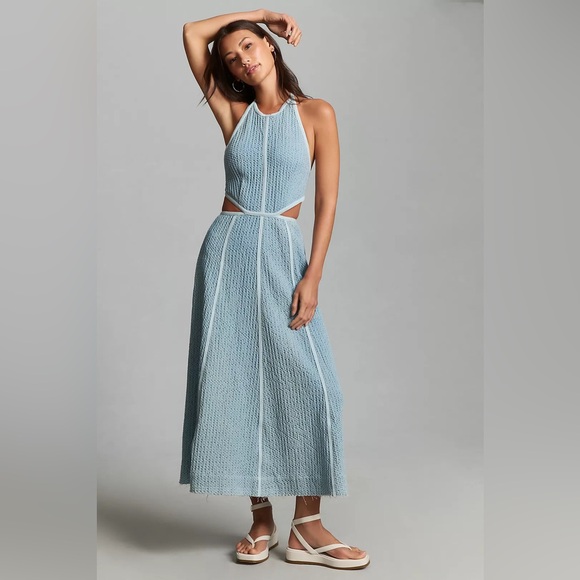 Sabina Musayev Denim Halter Maxi Gossip Dress - Picture 2 of 9